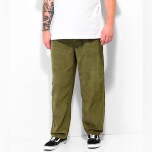 Monet Skateboards Push Olive Green Corduroy Skate Pants Size 34x30 Baggy